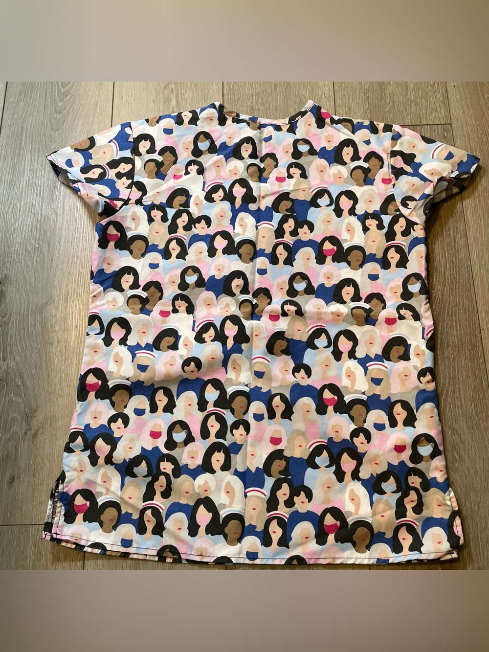 Scrubfinity Womens XS Girl Power Graphic Scrub Top V-Neck Medical Nurse Uniform - Picture 2 of 5